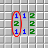 「1–2–1」排列模式，範例2，已標示